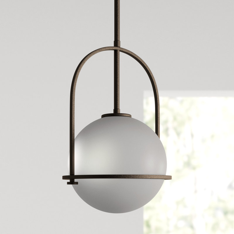 Luminaire suspendu Arie avec abat-jour sphérique, H 23 po x l 15,5 po x P 15,5 po, Laiton héritage