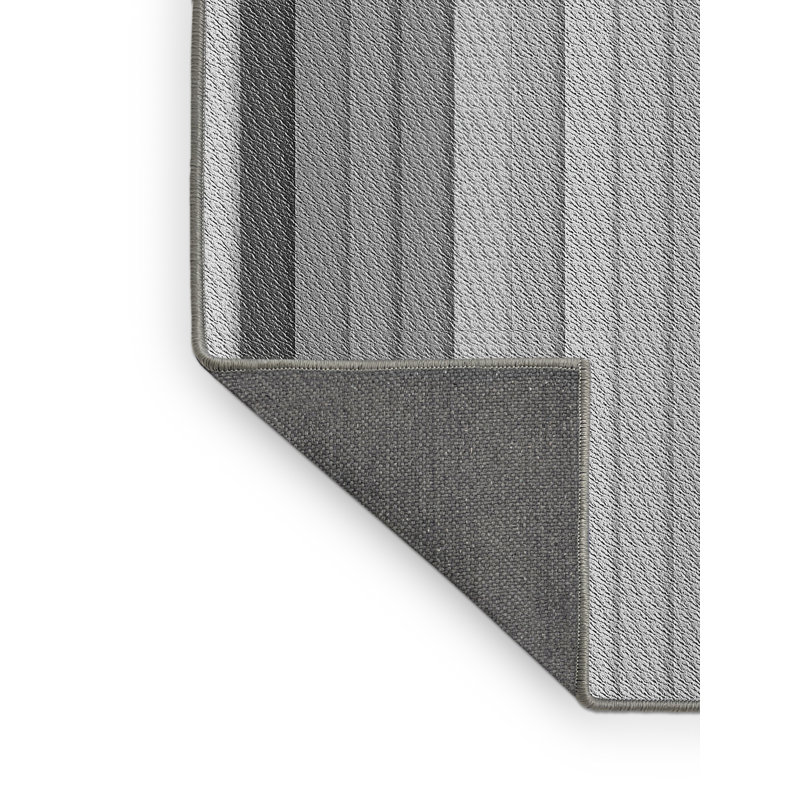 Tapis rayé gris en laine, Rectangle 2 pi x 4 pi