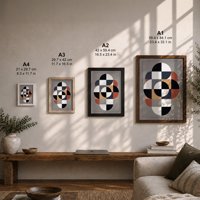 Interlocking Geometry Geometric - Framed Print, A4 - 29.7 x 21.0 cm, White