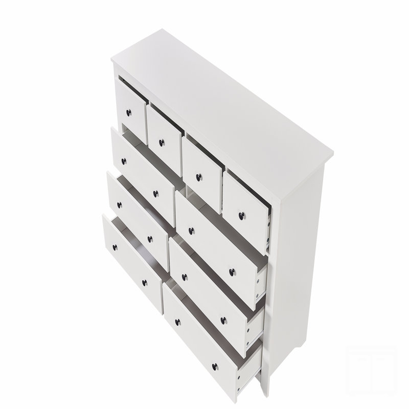 Commode moderne à 10 tiroirs pour la chambre à coucher - Vaste commode de rangement, robuste et sécuritaire, Blanc