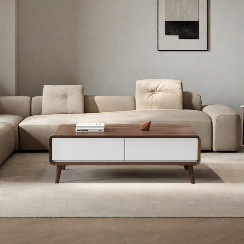 Nordic Simple Style Wood Coffee Table, White, 16.93" H x 51.18" L x 27.56" W