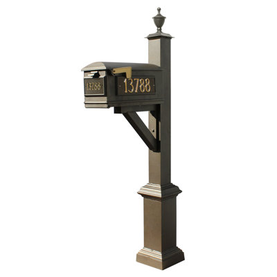 Westhaven Aluminum Post Mounted Mailbox with Magnetic Closure