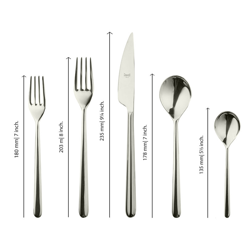 Linea Cutlery Set 5 Pcs Linea Ice Oro Nero Black, Champagne