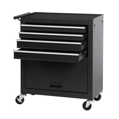 4-Drawer Rolling Tool Chest, Cabinet With 4 Wheels Tool Chest With Drawers, Suitable For Garages, Warehouses, Workshops, Repair Shops, Black