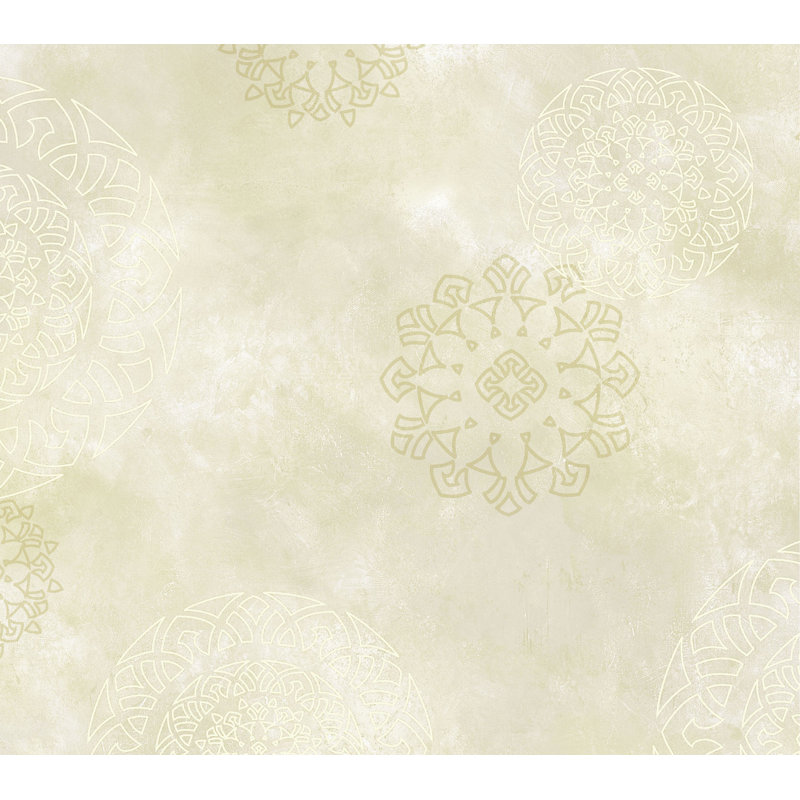 Papier peint à panneau médaillon 33 pi x 20,5 po Arleen, Gris