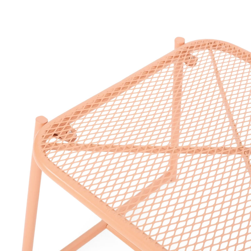 Table d'appoint de 15,5 po de hauteur avec structure en fer de couleur orange moderne et H 16,1 po, Orange