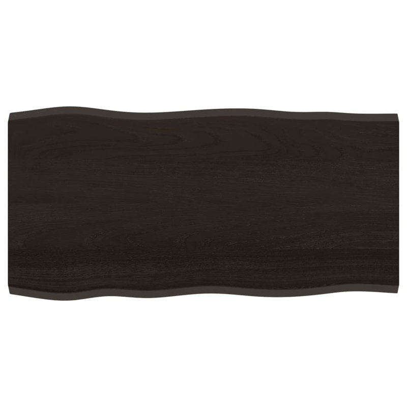 Table Top Solid Wood Oak, 2cm H x 100cm W x 50cm D, Dark Brown
