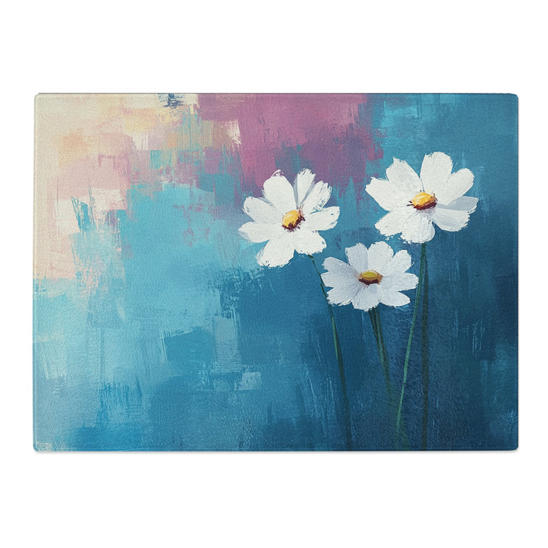 Daisies Flowers Vol.4  Glass Chopping Board