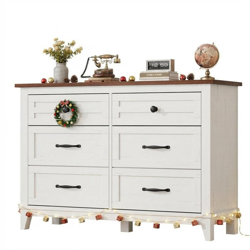 6 Dresser for Bedroom, 47 in Wide Drawer Dresser with Storage Freestanding, Wooden Closet Storage Chest for Living Room, Bedroom, Entryway