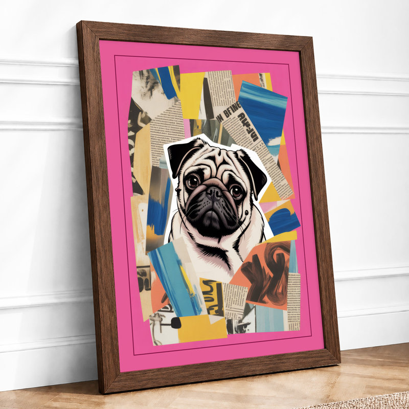 Playful Pug Pop Art Modern - Print, Walnut, A1 - 84.1 x 59.4 cm
