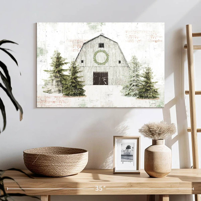 Lilie Wooded Holiday Barn, H 16 po x l 24 po