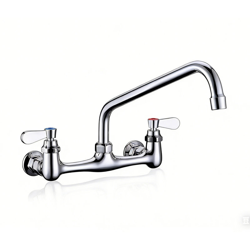 Double-Handle 2-Hole Wall-Mount Bridge Kitchen Faucet, Chrome