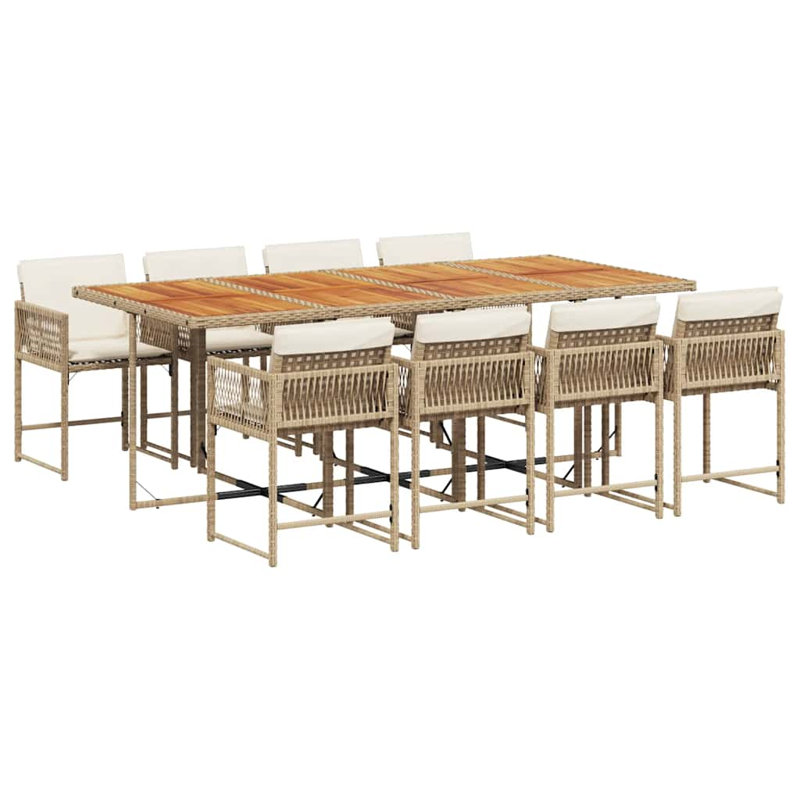 Patio Dining Set with, 8, Beige, 73cm H x 220cm W x 106cm D
