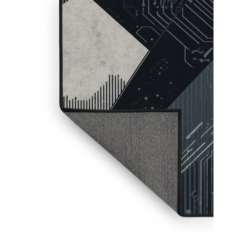 Tapis gris doux et moelleux à motif géométrique moderne à motif géométrique Morton, 7 x 9
