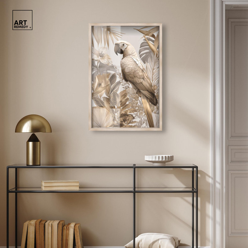 Décoration murale de cuisine Golden Macaw Shadowbox par Art Remedy, cadre blond, 20 x 30, H 31 po x l 21 po, Cadre blond