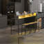 Ensemble de table de bar 59 po et table de salle à manger en bois 5 pièces, avec prise de courant, lumière DEL, tabourets de selle, chaises rembourrées et décoration en cristal-240763590-240763584
