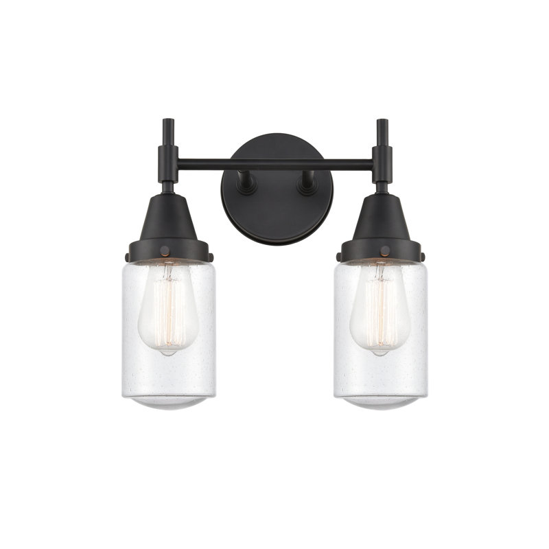 Éclairage pour meuble-lavabo à 2 lumières à intensité variable Gayle, Ampoule DEL rétro 4 watts, Grainé, Noir mat