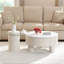 Ensemble de 2 tables basses rondes gigognes, table basse avec tiroir de rangement, grande table centrale en plastique blanc, grand 27,56 po, petit 19,69 po-1918329102