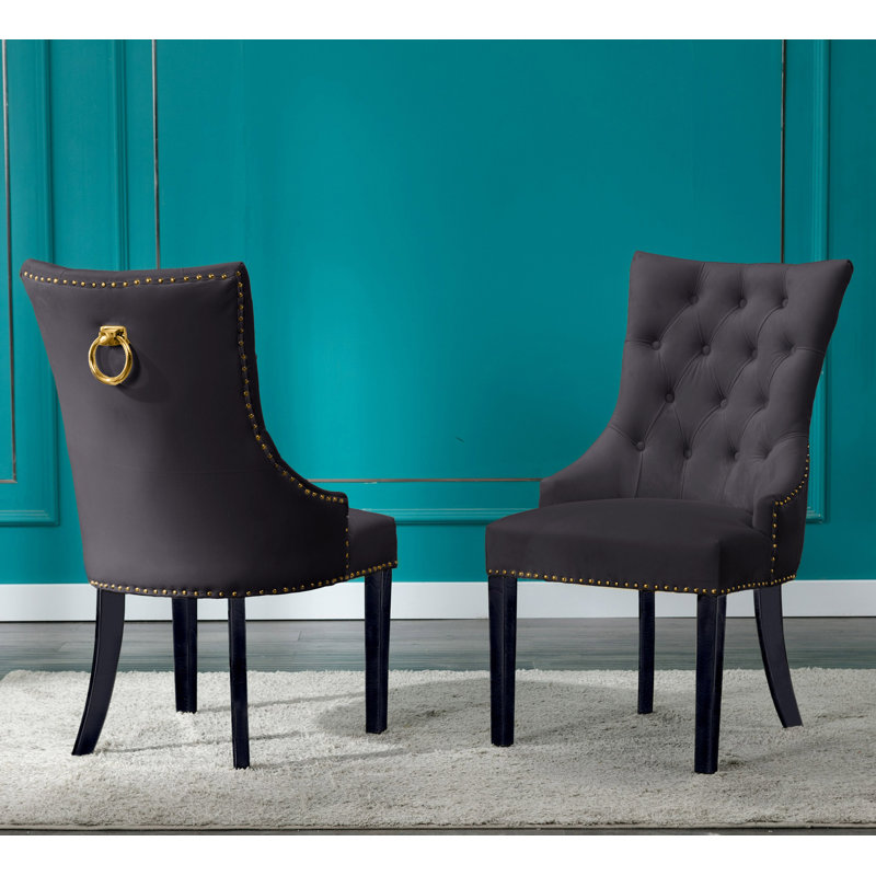 Chaise de salle à manger Dejavu, Velours gris