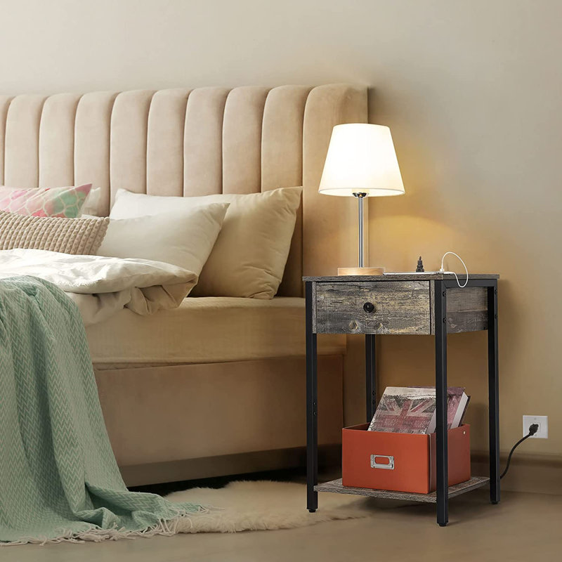 Provenzano 15.75'' W Metal Nightstand, Gray