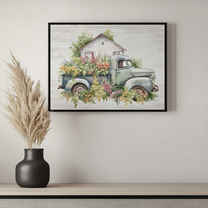 «Flowers and Plants Galore» par lettrage et doublure, 48 W x 36 H, Brown, Framed Canvas