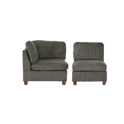 Gray Modular 2pc , Chenille Fabric Living Area Armchairs With Breathable Seat - 2pc, Seating For Room