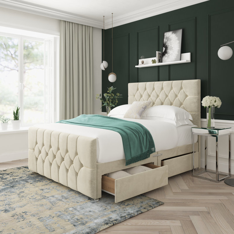 Upholstered Divan Bed, Cream, Small Single (2'6)