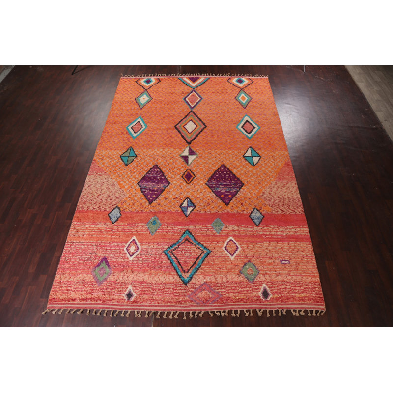 Tapis géométrique en laine marocain noué à la main 10 x 15