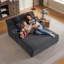 Non-assemblage requis Chaise longue surdimensionnée de 66 po avec porte-gobelets, canapé moderne rembourré en velours côtelé, sans assemblage requis, canapé-lit confortable pour le salon, noir-133702668