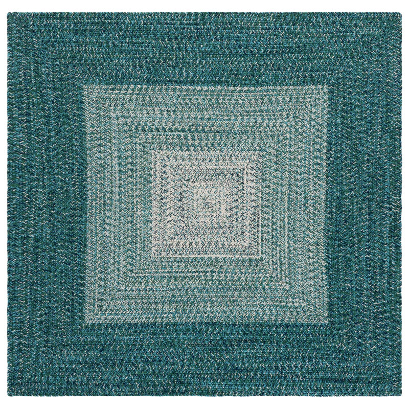 Braided Hand Woven Machine Washable No Pattern Outdoor Rug, Square 5'