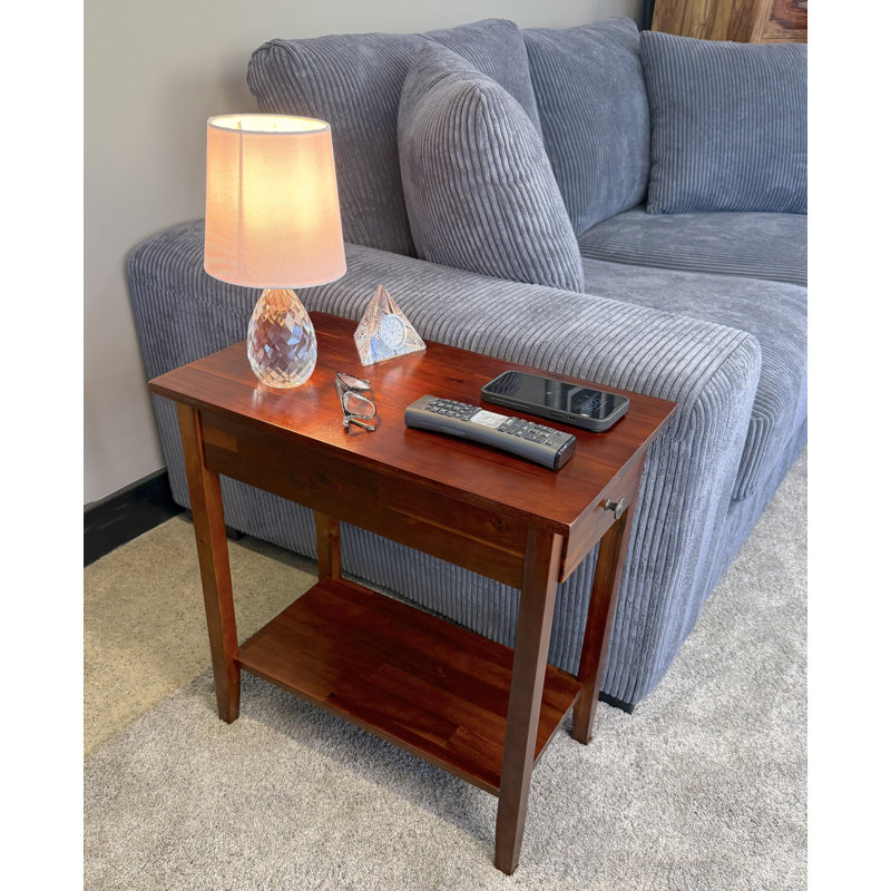 Aiydan Solid Wood End Table with Storage, Mahogany