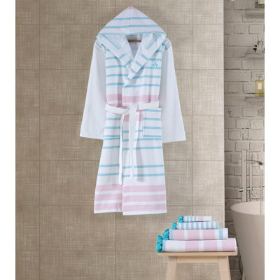 100% Cotton Gender Neutral Above Knee Bathrobe with Pockets and Hood for Kids