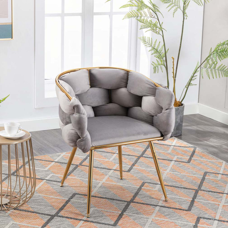 Fauteuil rembourré en velours, Beige