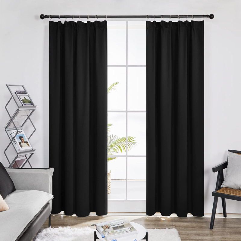 Ragna Polyester Blackout Pinch Pleat Curtain Pair, 55cm Width x 240cm Drop