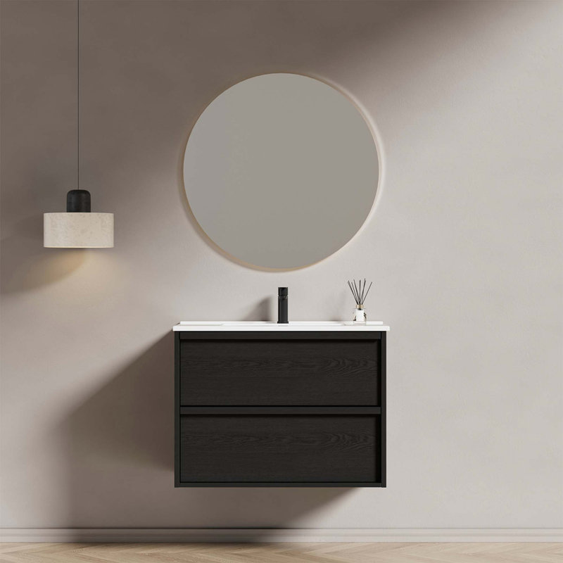 Meuble-lavabo flottant moderne avec lavabo en céramique et tiroirs de rangement, 30" W