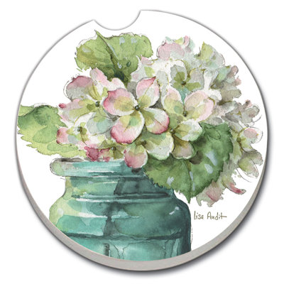 Stoneware Round 2 Piece Car Coaster Set