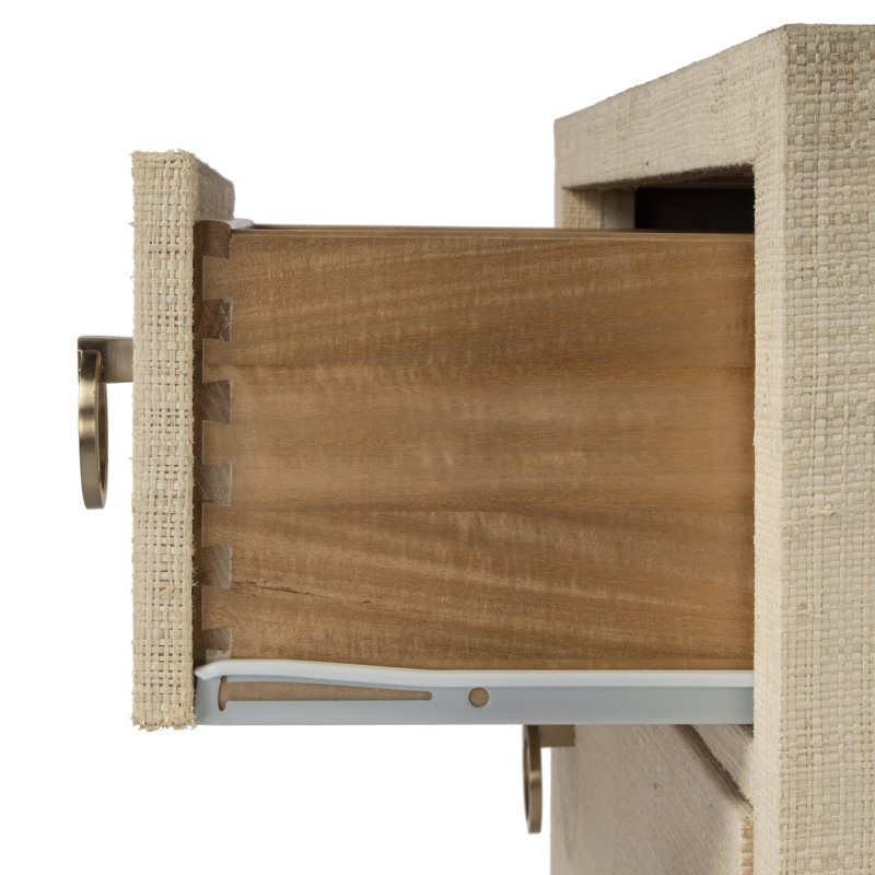 Bar Harbor Raffia 3 Drawer Nightstand, Natural