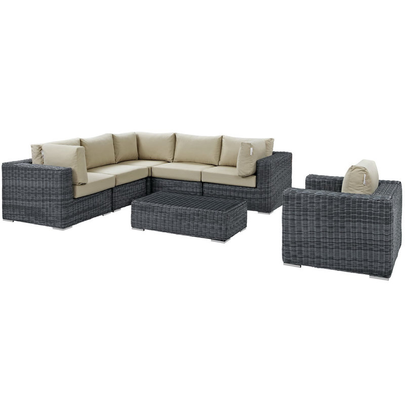 Ensemble modulaire de patio d'extérieur 7 pièces Invite, Sunbrella® beige