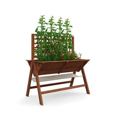 Lit de jardin surélevé en bois 52 po x 30 po x 54 po avec pieds et treillis de vigne, jardinière surélevée sur pied, lit de culture en cèdre naturel pour les légumes, les fleurs, les herbes et les plantes grimpantes