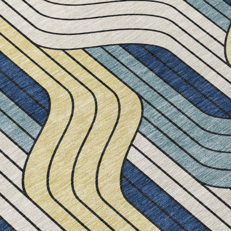 Machine Washable Indoor/Outdoor Lockway ACN2422 Mid-Century Modern Rug, Rectangle 5' x 7'6"