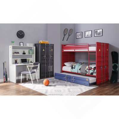 White 1-Door Writing Desk with Hutch