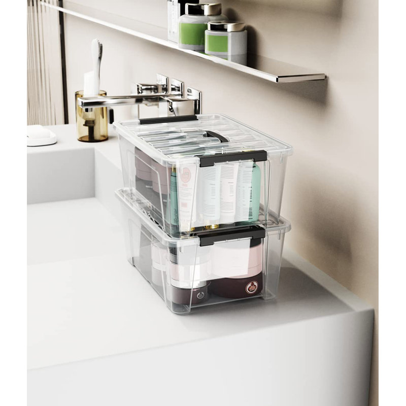 Clear Stackable Plastic Storage Bins with Lids, 5-Litre, 6-Pack