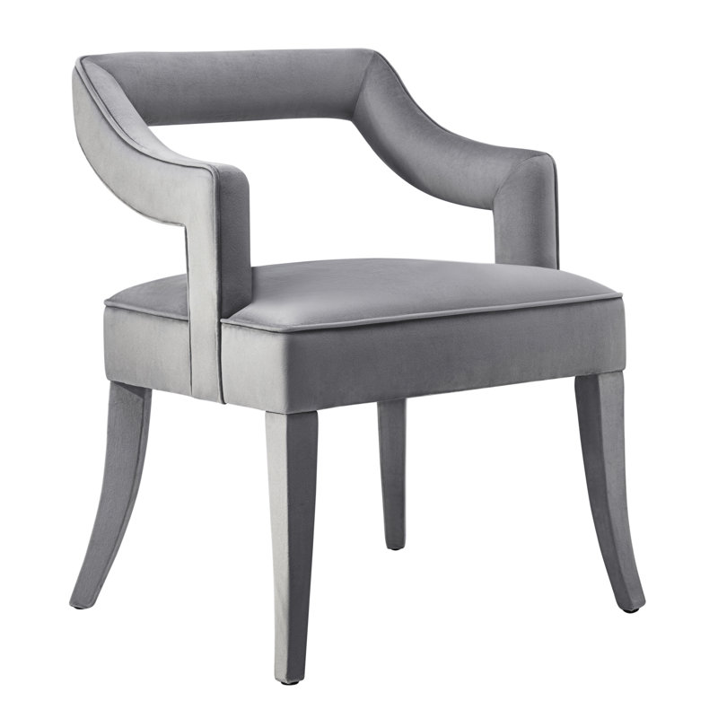 50cm H Velvet Upholstered Armchair, Grey