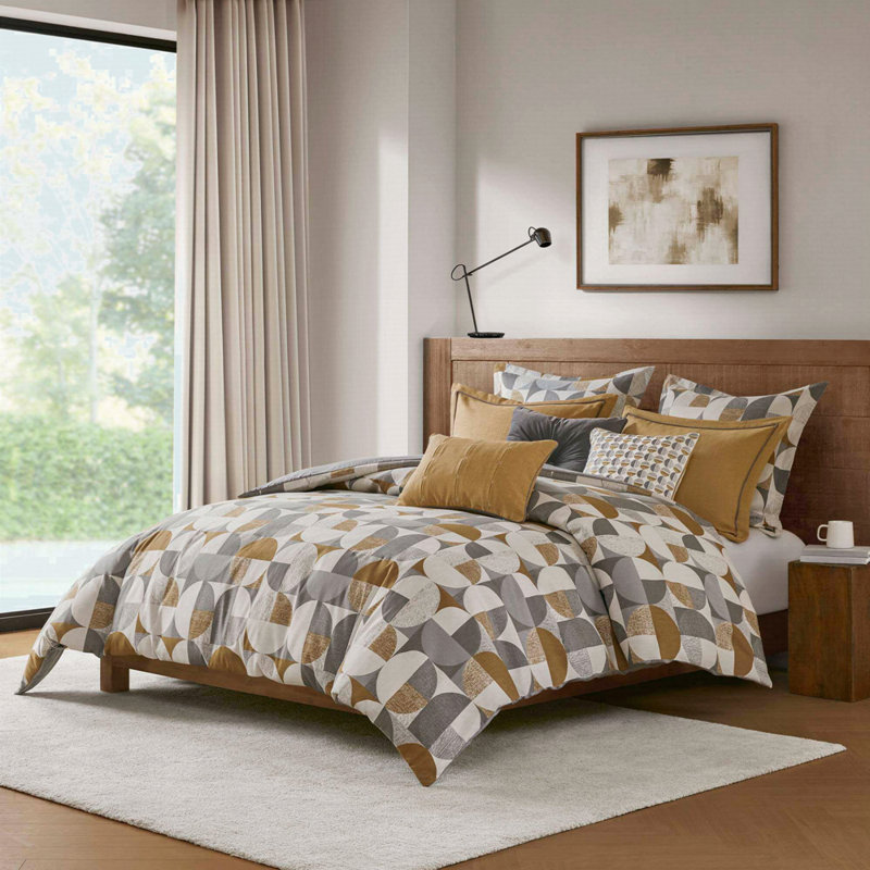 Ensemble d'édredon surdimensionné jacquard surdimensionné doré, Édredon grand + 7 articles supplémentaires