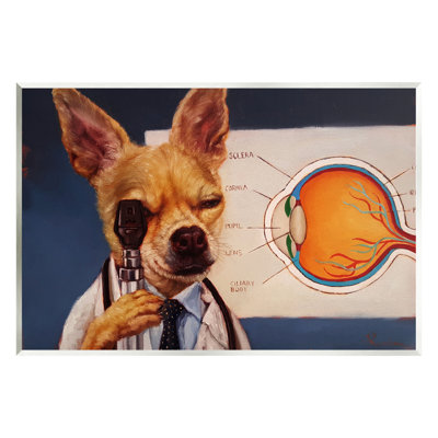 Au-948-Wood " Dog Optometrist Funny Animal " by Lucia Heffernan Painting Print