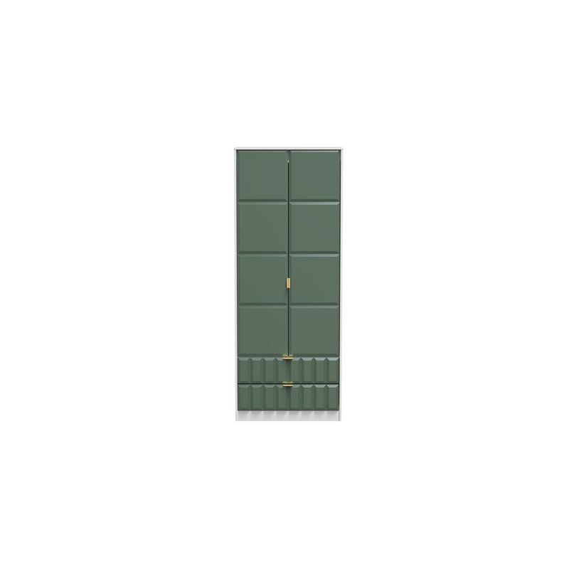 Fully Assembled 3 Door Wardrobe, 197cm H x 74cm W x 53cm D, Green/White
