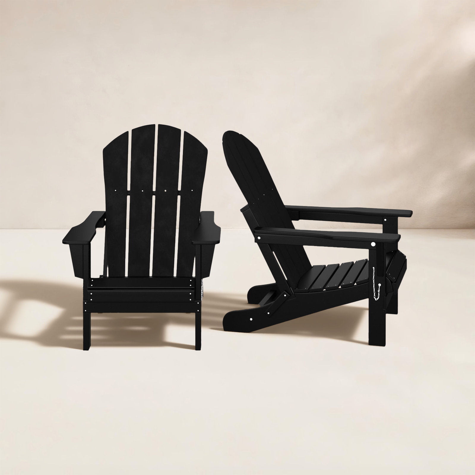 Laguna Foldable Outdoor Adirondack Set, Black