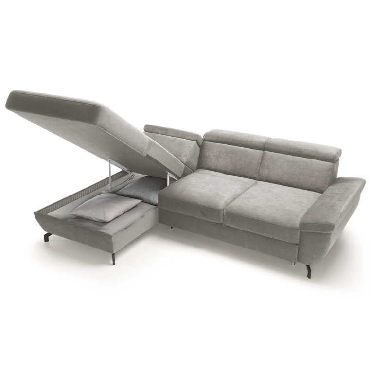 4 Seater Velvet Corner Sectional, Left Hand Facing, Hellgaru