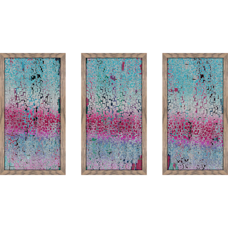 « illusion pb asolo », ensemble de 3 reproductions d’art encadrées, L 40,5 po x H 25,5 po x P 1 po, Encadré gris