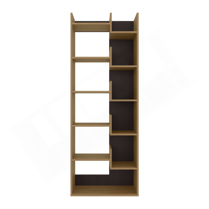 Armoire de rangement autoportante à 6 niveaux de 67 po Clover, bureau à domicile, salon, bibliothèque noyer foncé